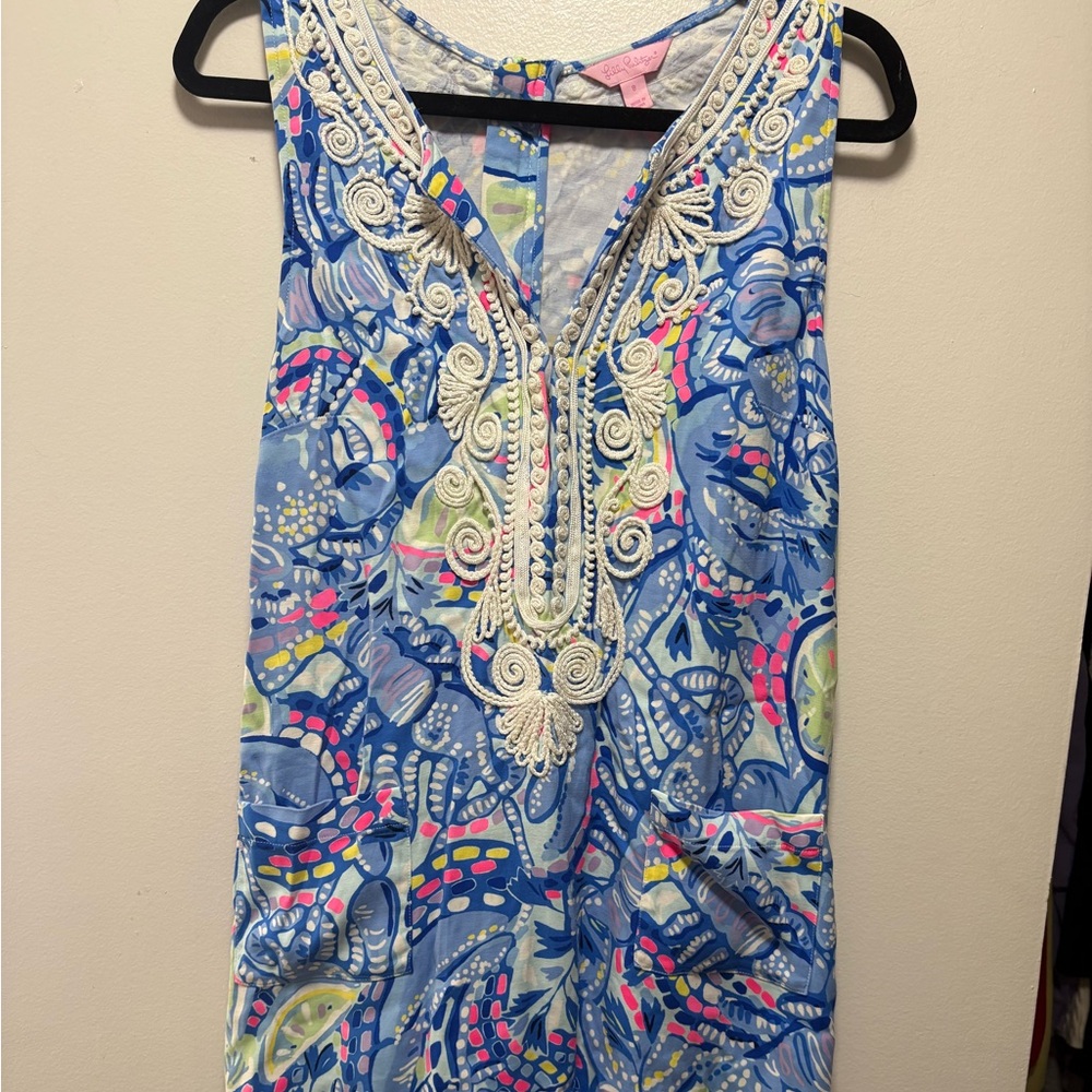 Lilly Pulitzer Colorful Sleeveless Dress with Lace Detail